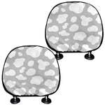White And Grey Cow Print Car Headrest Covers