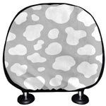 White And Grey Cow Print Car Headrest Covers