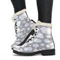 White And Grey Cow Print Faux Fur Leather Boots