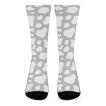 White And Grey Cow Print Crew Socks