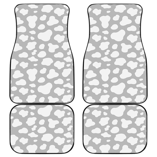 White And Grey Cow Print Front and Back Car Floor Mats