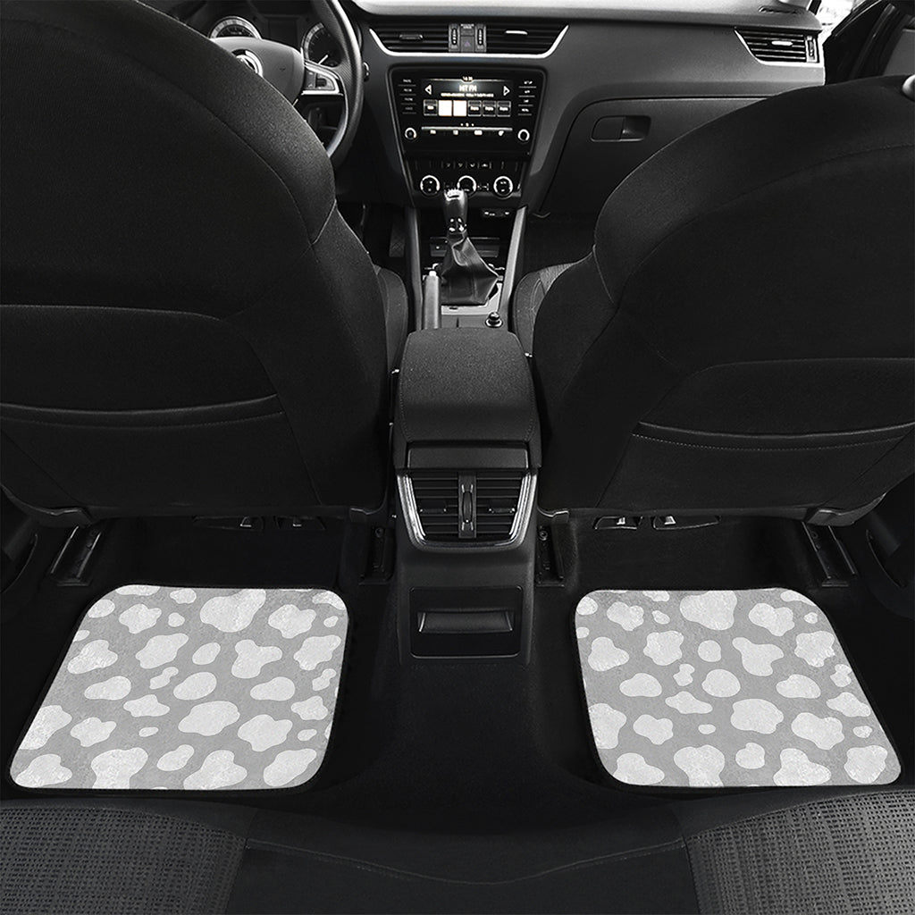 White And Grey Cow Print Front and Back Car Floor Mats