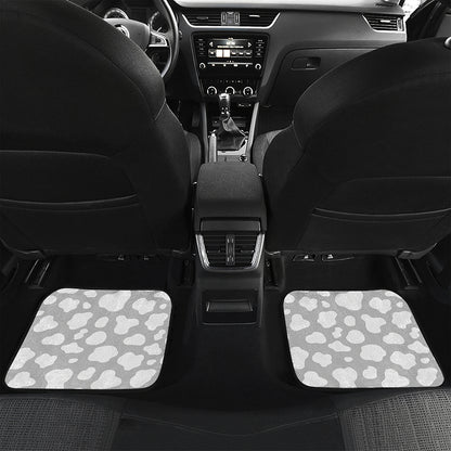 White And Grey Cow Print Front and Back Car Floor Mats