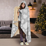 White And Grey Cow Print Hooded Blanket