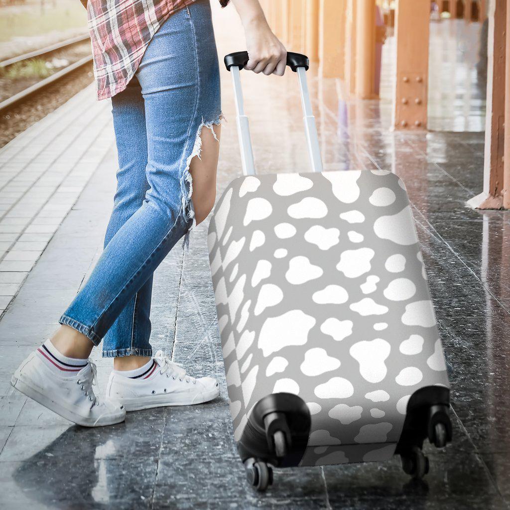 White And Grey Cow Print Luggage Cover GearFrost