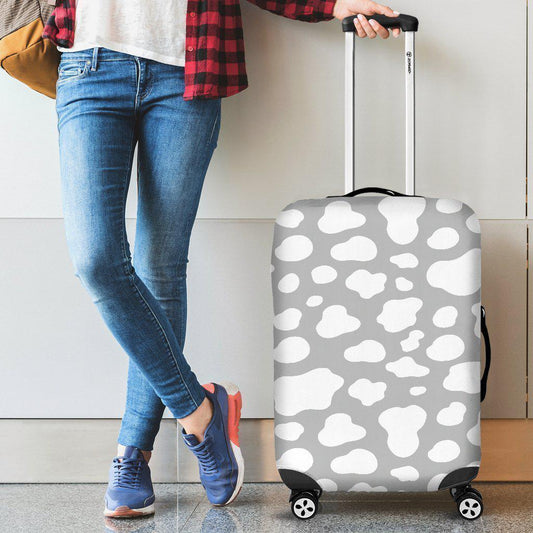 White And Grey Cow Print Luggage Cover GearFrost