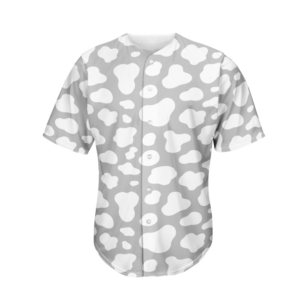 White And Grey Cow Print Men's Baseball Jersey