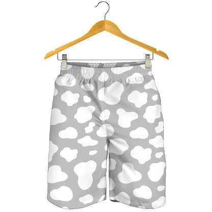 White And Grey Cow Print Men's Shorts