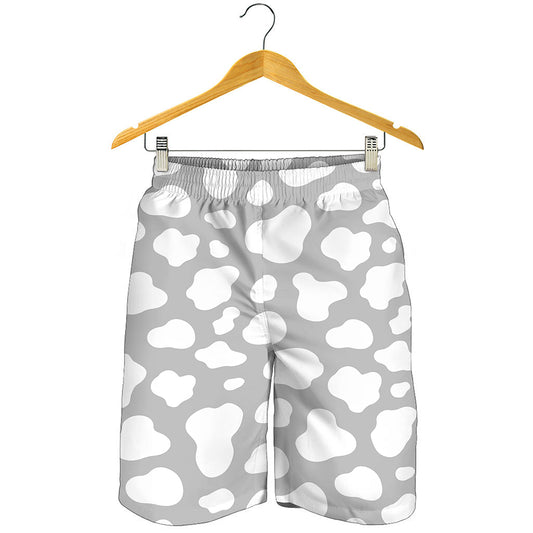 White And Grey Cow Print Men's Shorts