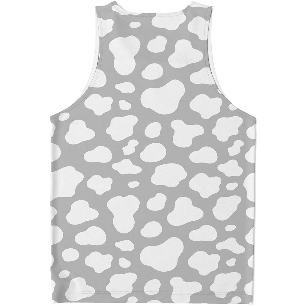 White And Grey Cow Print Men's Tank Top