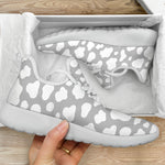 White And Grey Cow Print Mesh Knit Shoes GearFrost