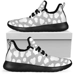 White And Grey Cow Print Mesh Knit Shoes GearFrost