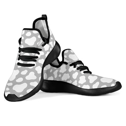 White And Grey Cow Print Mesh Knit Shoes GearFrost