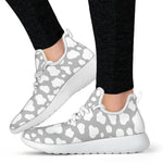 White And Grey Cow Print Mesh Knit Shoes GearFrost