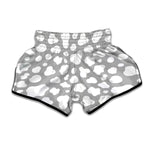 White And Grey Cow Print Muay Thai Boxing Shorts
