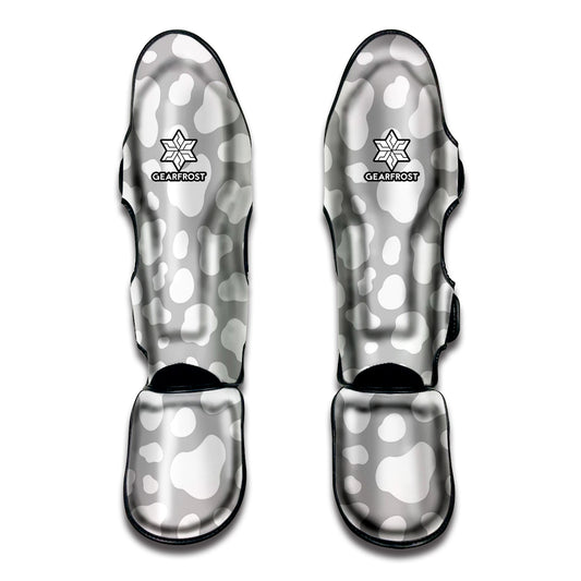 White And Grey Cow Print Muay Thai Shin Guard