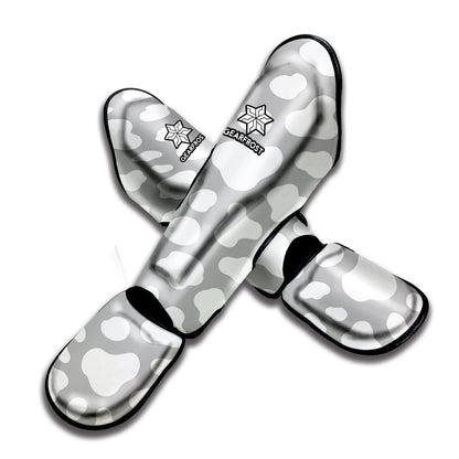 White And Grey Cow Print Muay Thai Shin Guard
