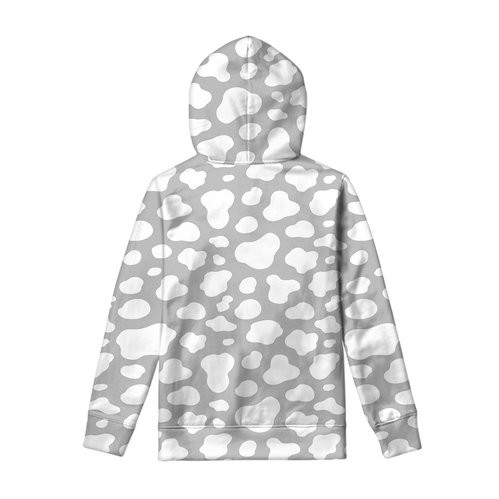 White And Grey Cow Print Pullover Hoodie