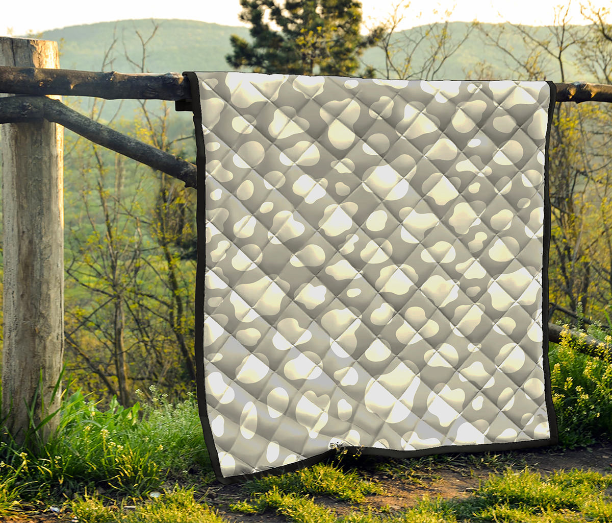 White And Grey Cow Print Quilt