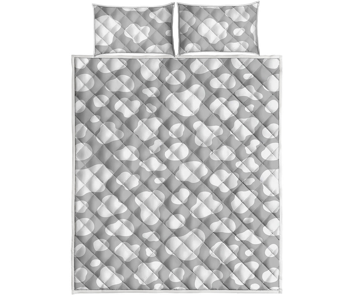White And Grey Cow Print Quilt Bed Set