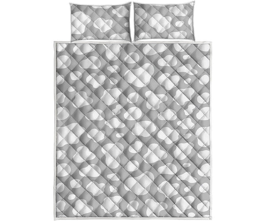 White And Grey Cow Print Quilt Bed Set