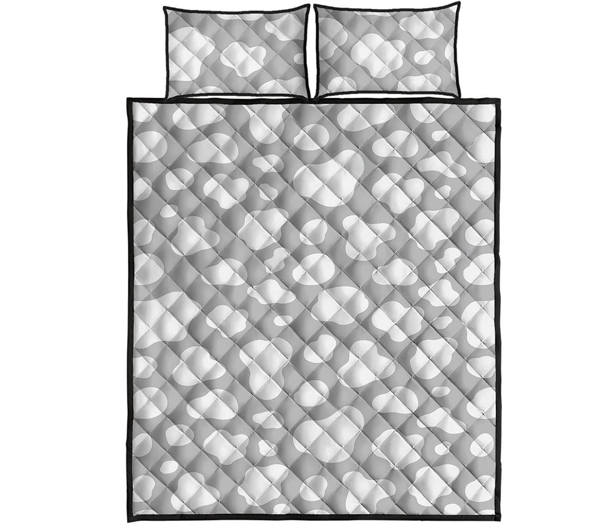 White And Grey Cow Print Quilt Bed Set