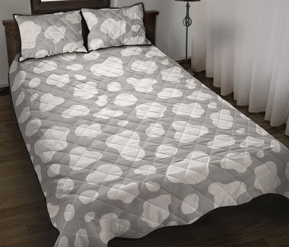 White And Grey Cow Print Quilt Bed Set