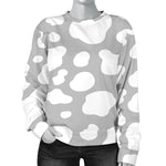 White And Grey Cow Print Women's Crewneck Sweatshirt GearFrost
