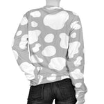 White And Grey Cow Print Women's Crewneck Sweatshirt GearFrost