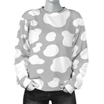 White And Grey Cow Print Women's Crewneck Sweatshirt GearFrost