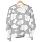 White And Grey Cow Print Women's Crewneck Sweatshirt GearFrost