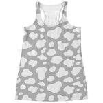White And Grey Cow Print Women's Racerback Tank Top