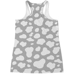 White And Grey Cow Print Women's Racerback Tank Top