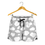 White And Grey Cow Print Women's Shorts