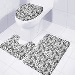 White And Grey Hawaiian Pattern Print 3 Piece Bath Mat Set