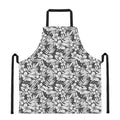 White And Grey Hawaiian Pattern Print Apron