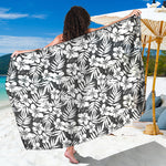 White And Grey Hawaiian Pattern Print Beach Sarong Wrap