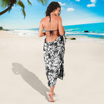 White And Grey Hawaiian Pattern Print Beach Sarong Wrap