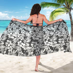White And Grey Hawaiian Pattern Print Beach Sarong Wrap
