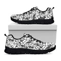White And Grey Hawaiian Pattern Print Black Running Shoes