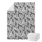 White And Grey Hawaiian Pattern Print Blanket