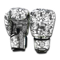 White And Grey Hawaiian Pattern Print Boxing Gloves