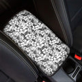 White And Grey Hawaiian Pattern Print Car Center Console Cover