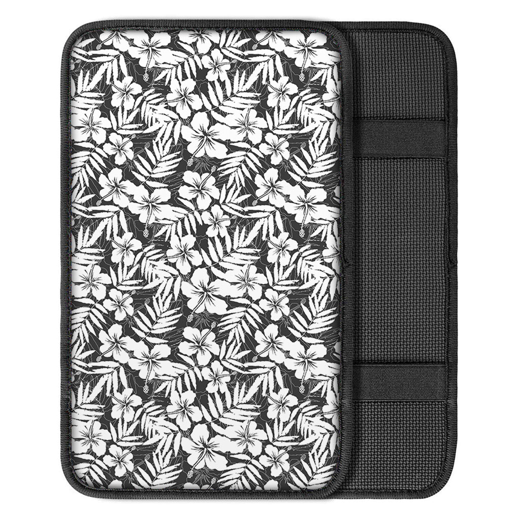 White And Grey Hawaiian Pattern Print Car Center Console Cover