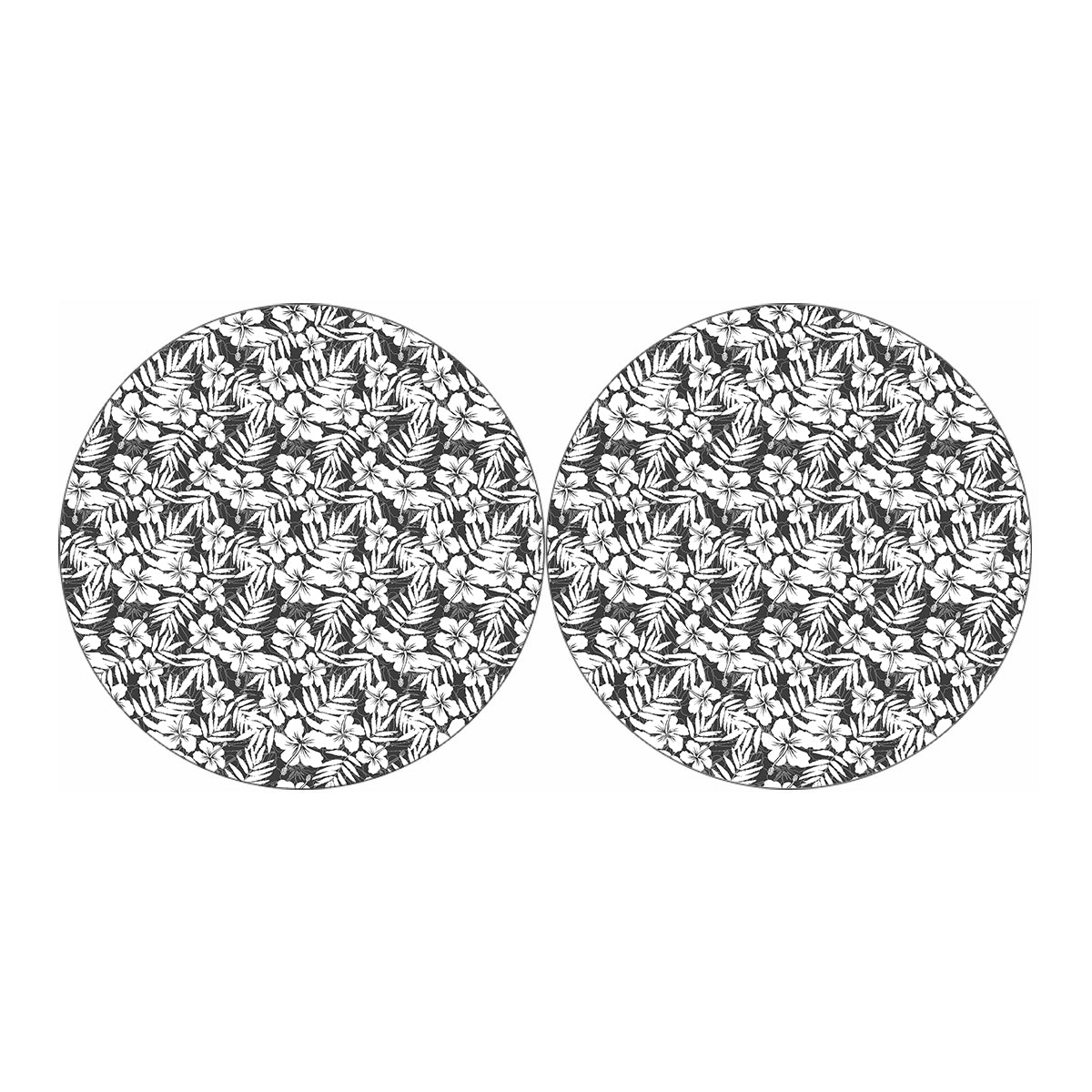 White And Grey Hawaiian Pattern Print Car Coasters