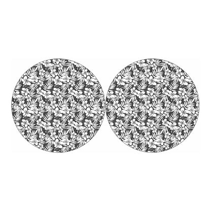 White And Grey Hawaiian Pattern Print Car Coasters