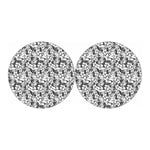 White And Grey Hawaiian Pattern Print Car Coasters