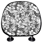 White And Grey Hawaiian Pattern Print Car Headrest Covers