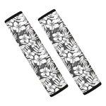 White And Grey Hawaiian Pattern Print Car Seat Belt Covers