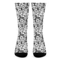 White And Grey Hawaiian Pattern Print Crew Socks